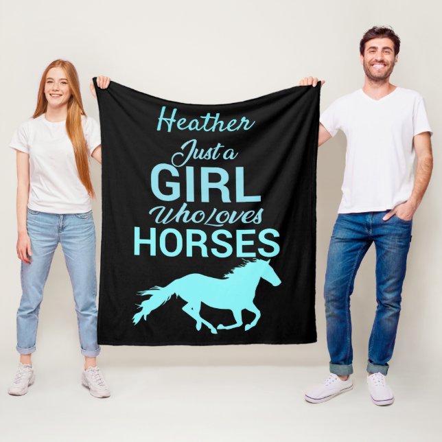 Horse Gallop A Girl Who Loves Horses Personalised Fleece Blanket (In Situ)