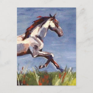 Horse Galloping Oil Painting Postcard