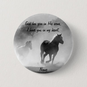 Horse Galloping Out of the Mist 6 Cm Round Badge