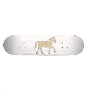 Horse - geometric pattern - beige and white. skateboard