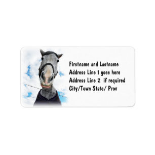 Horse Getting Lippy -  Funny Face Label