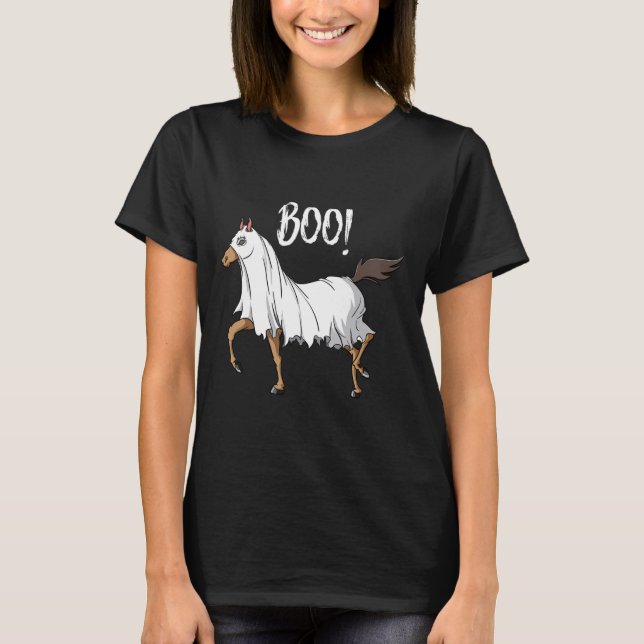 Horse Ghost Costume Fun Equestrian Horse Lover Hal T-Shirt (Front)