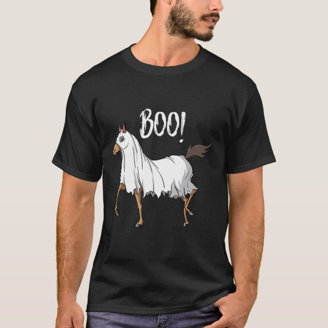 Horse Ghost Costume Fun Equestrian Horse Lover Hal T-Shirt (Front)