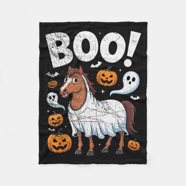 Horse Ghost Costume Funny Equestrian Horses Lover  Fleece Blanket (Front)
