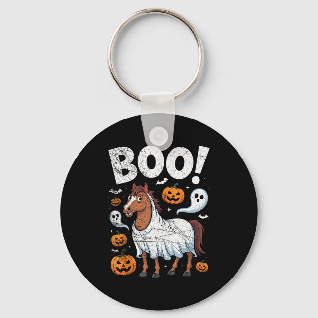 Horse Ghost Costume Funny Equestrian Horses Lover  Key Ring (Front)