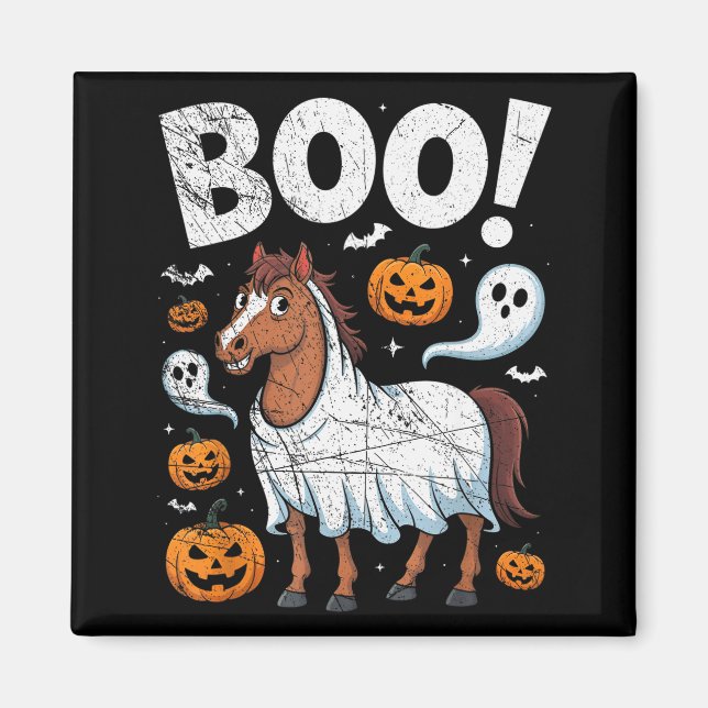 Horse Ghost Costume Funny Equestrian Horses Lover  Magnet (Front)