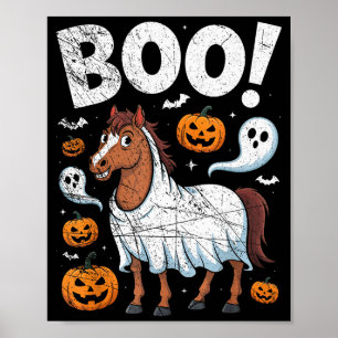 Horse Ghost Costume Funny Equestrian Horses Lover Poster