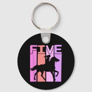 Horse Girl 5th Birthday Horseback Riding 5 Year Ol Key Ring