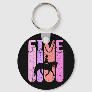 Horse Girl 5th Birthday Horseback Riding Key Ring