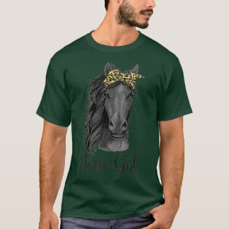 Horse Girl Bandanna Leopard Horseback Riding Horse T-Shirt