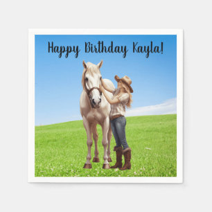 Horse Girl Birthday Celebration Special Message Napkin