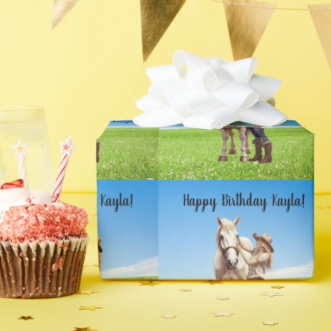 Horse Girl Birthday Celebration Special Message  Wrapping Paper (Birthday Party)
