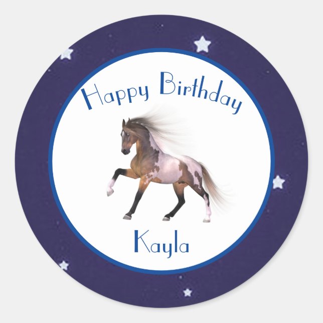 Horse Girl Classic Round Sticker (Front)