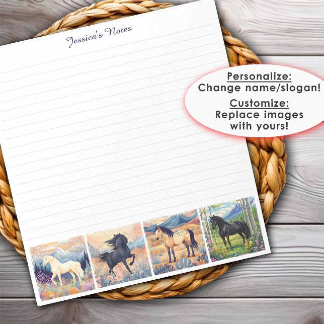 Horse Girl Colourful Your Photos Personalised Line Notepad (Horse Girl Colorful Your Photos Personalized Lined Notepad - Customize w/ your photos & Personalize.)