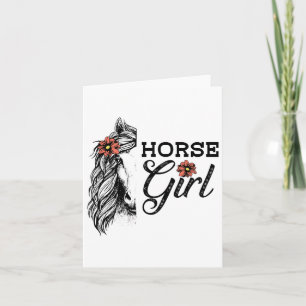 Horse Girl Cute Horse Riding Equestrian Art Horseb Card