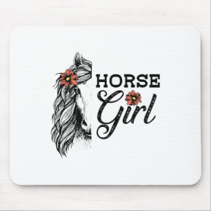 Horse Girl Cute Horse Riding Equestrian Art Horseb Mouse Mat