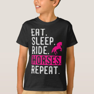 Horse Girl Eat Sleep Ride Horses Repeat Horseback T-Shirt