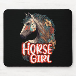 Horse Girl Equestrian Portrait Western Horseback R Mouse Mat