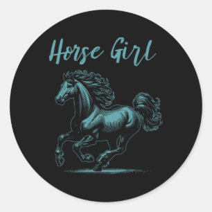 Horse Girl Equestrian Rider Horseback Riding Graph Classic Round Sticker