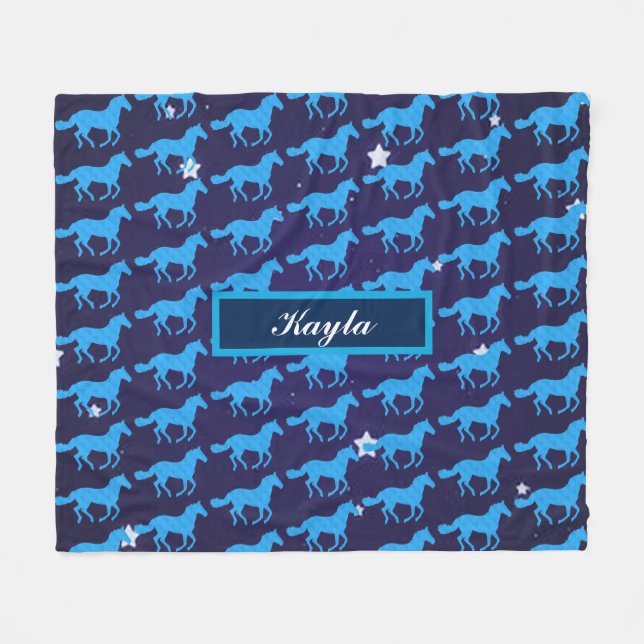 Horse Girl Fleece Blanket (Front (Horizontal))
