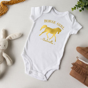Horse girl golden horse baby shower baby gifts bodysuit