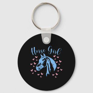 Horse Girl Hearts Equestrian Rider Teen Kids Women Key Ring