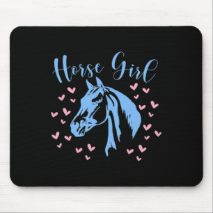 Horse Girl Hearts Equestrian Rider Teen Kids Women Mouse Mat