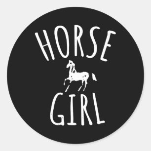 Horse Girl Horseback Riding Cute  Classic Round Sticker