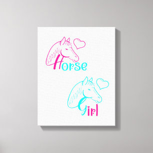 Horse Girl in Pink and Turquoise Canvas Print