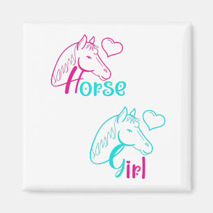 Horse Girl in Pink and Turquoise Magnet