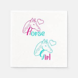 Horse Girl in Pink and Turquoise Napkin