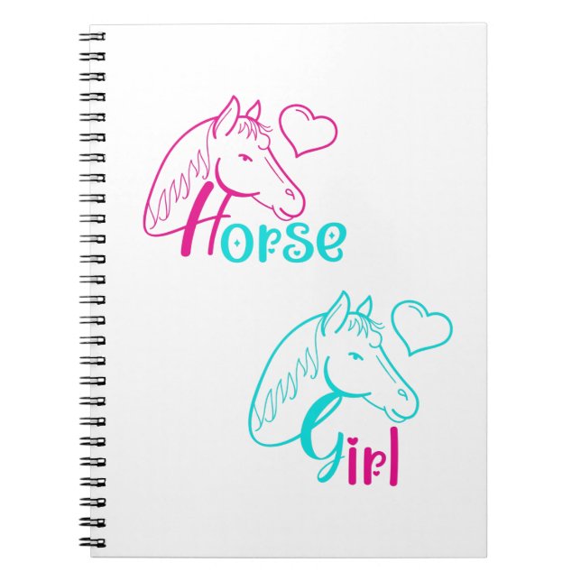 Horse Girl in Pink and Turquoise Notebook (Front)