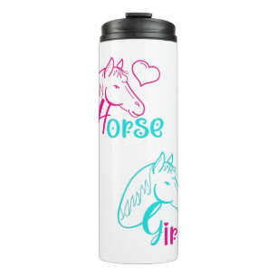 Horse Girl in Pink and Turquoise Thermal Tumbler