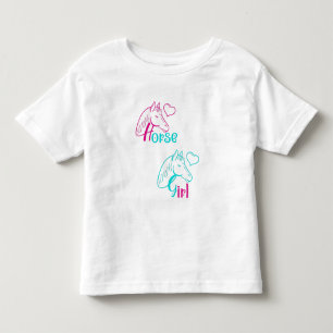 Horse Girl in Pink and Turquoise Toddler T-Shirt
