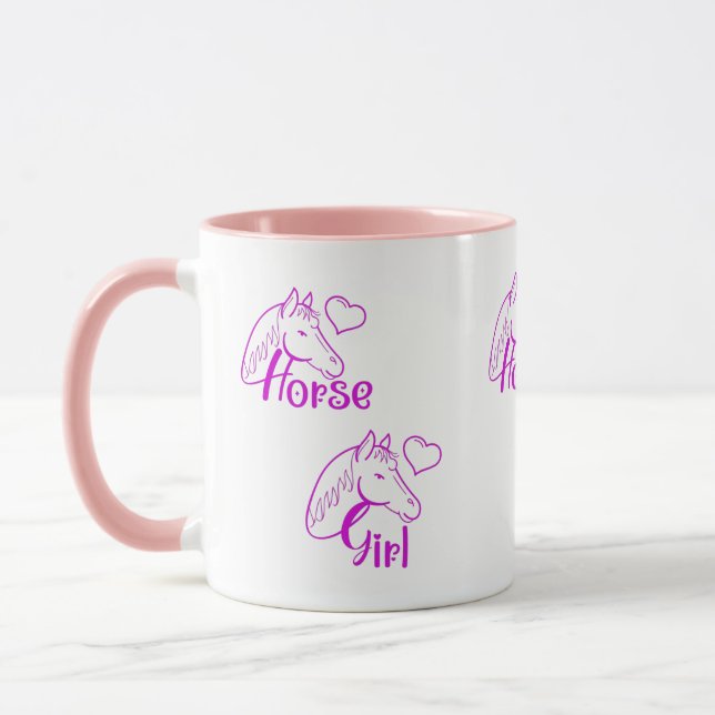 Horse Girl in Purple with Horse Head Font Mug (Left)