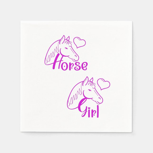 Horse Girl in Purple with Horse Head Font Napkin (Front)