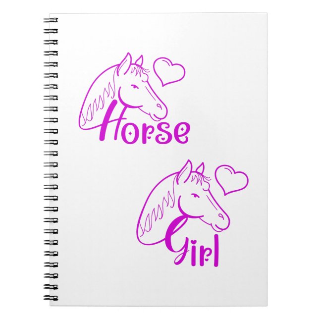 Horse Girl in Purple with Horse Head Font Notebook (Front)