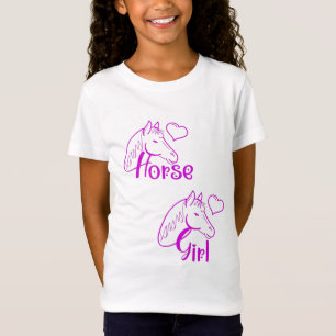 Horse Girl in Purple with Horse Head Font T-Shirt