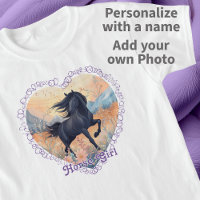 Horse Girl Personalised Black Wild Stallion Floral