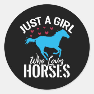 Horse Girl Riding Love Horses Lover Gift Idea Classic Round Sticker
