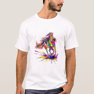 Horse Girl Watercolor Horseback Riding Racing Eque T-Shirt