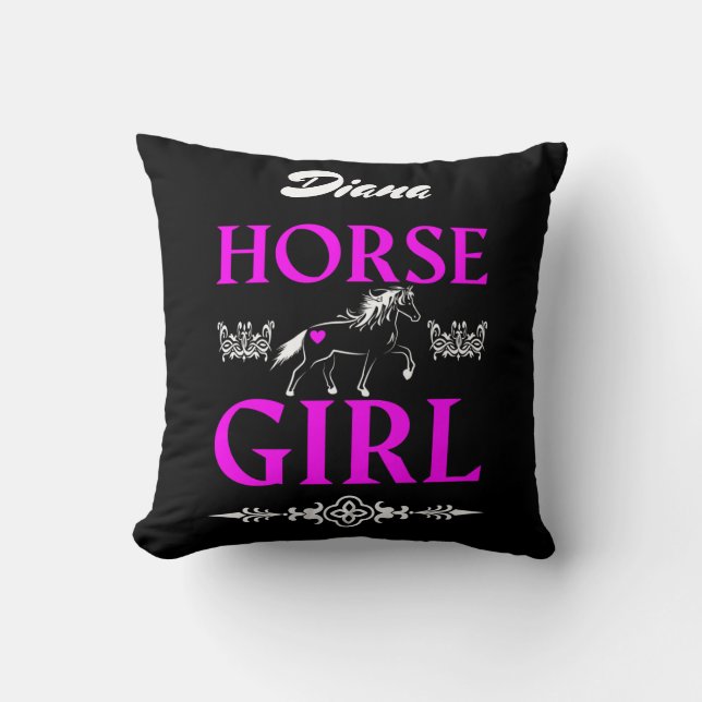 Horse Girl with Name   Cushion (Front)