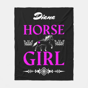 Horse Girl with Name Fleece Blanket
