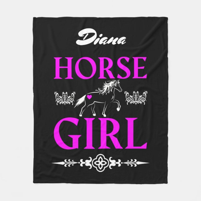 Horse Girl with Name Fleece Blanket (Front)
