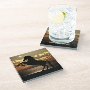 horse glass coaster