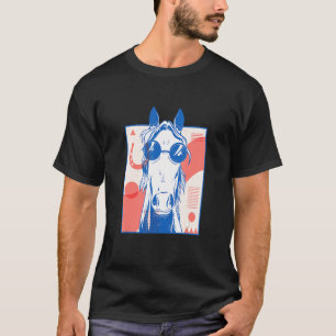 Horse Glasses Abstract Surreal Cymbols Design T-Shirt