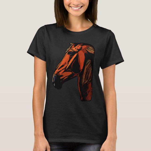 Horse graphic animal motif riding a with print hor T-Shirt (Front)
