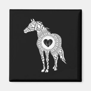 Horse Graphic White Equine Horseback Riding Gift Magnet