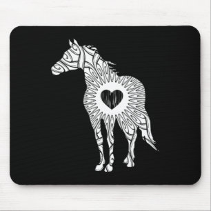 Horse Graphic White Equine Horseback Riding Gift  Mouse Mat