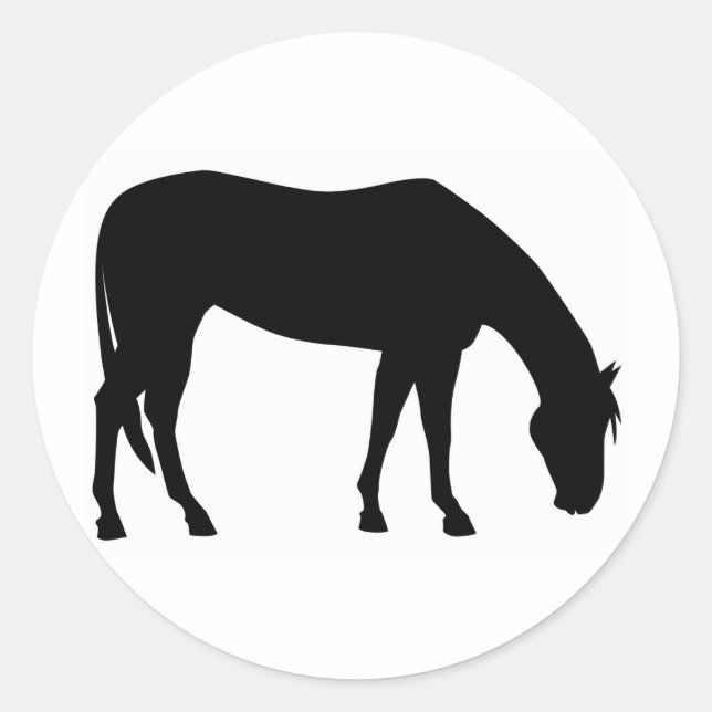Horse Grazing Classic Round Sticker (Front)
